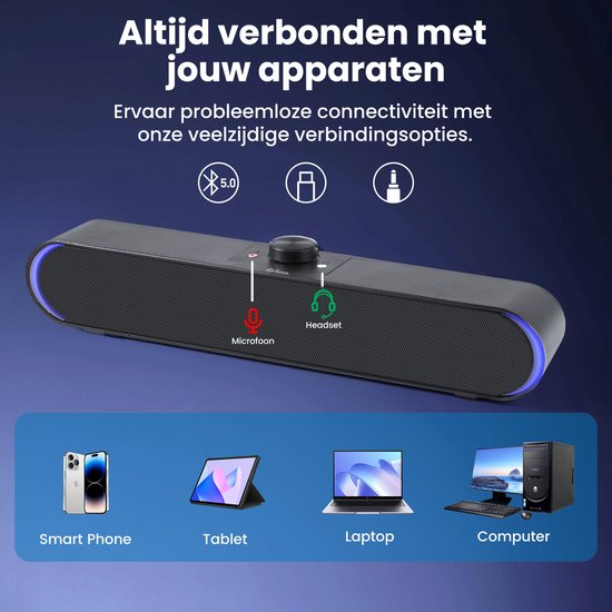 PC-Lautsprecher 2.1 - Mit Mikrofon und Bluetooth 5.0 - Soundbar für PC - USB-C und USB-A - Schwarz - von Faas
