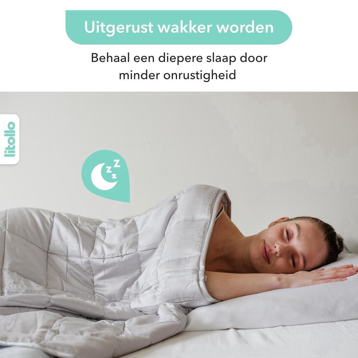 Litollo Beschwerungsdecke 10 kg mit Außenbezug Sternenmuster - Beschwerungsdecke - Langlebiges Bambusmaterial - Grau - 150x200cm