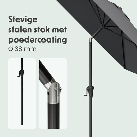 LifeGoods Sonnenschirm - Garten - 200x300cm - 30° neigbar - Wasserdicht - UPF50+ - Dunkelgrau