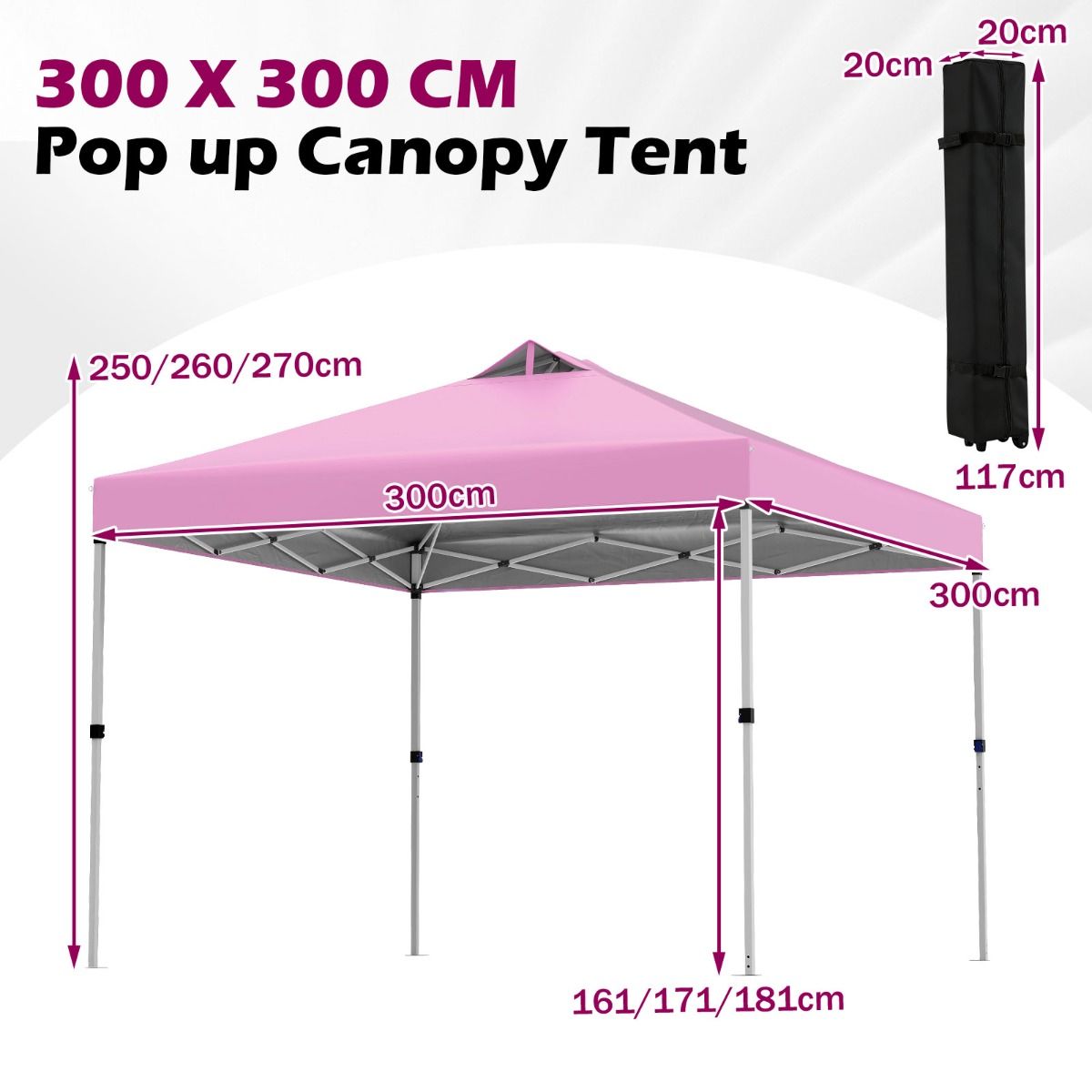 Coast Pop-up-Partyzelt – zusammenklappbarer Pavillon – mit Rolltasche und Sandsäcken – 300 x 300 cm – blau