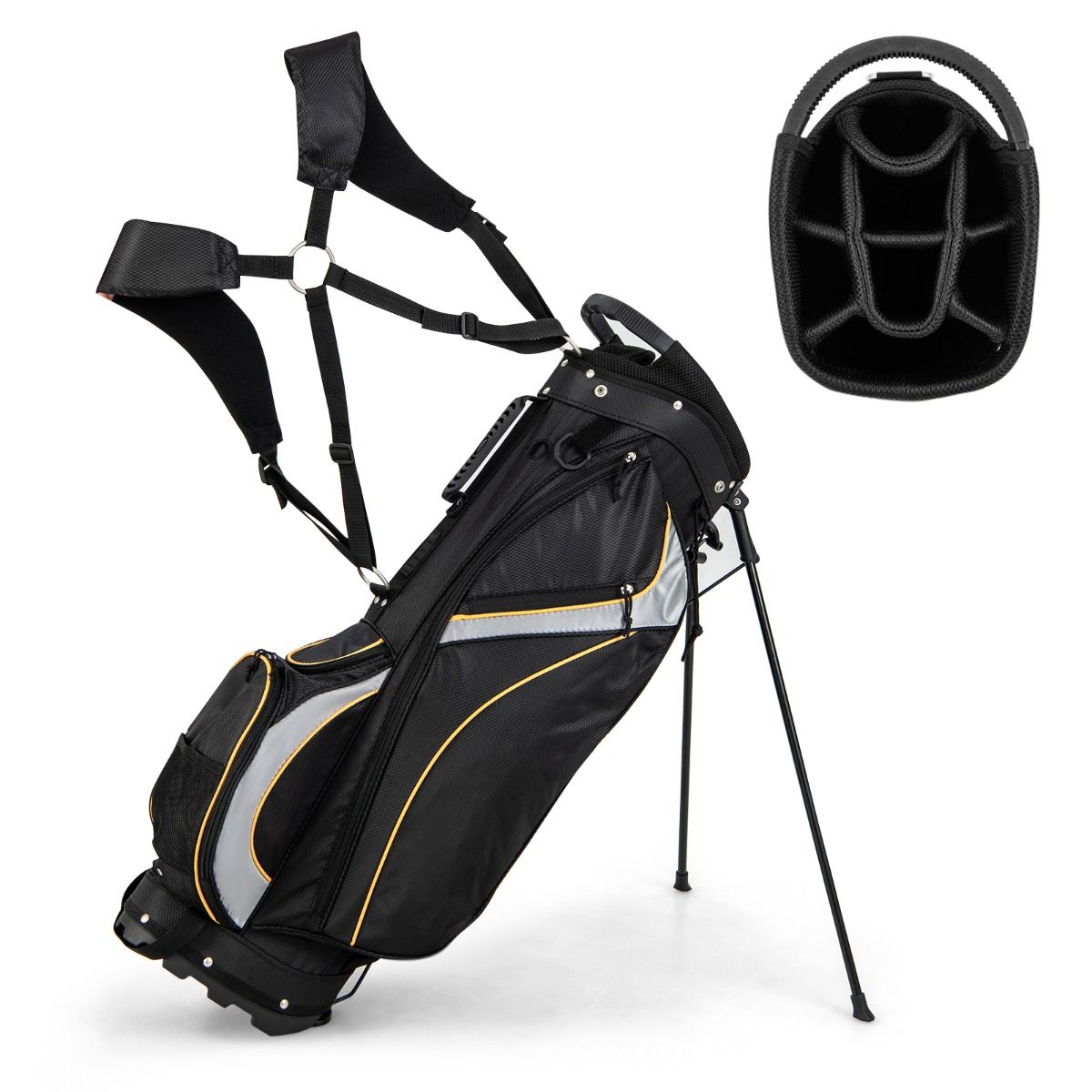 Coast Golftasche – Organizer mit 8 Fächern – System mit zwei Trageriemen – schwarz