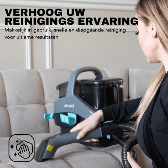 Achaté 5-in-1 Fleckenreiniger Pro - Dampf- und Heißwasserfunktion - 1300 W - 45,5 x 38,8 x 33 cm - Grau