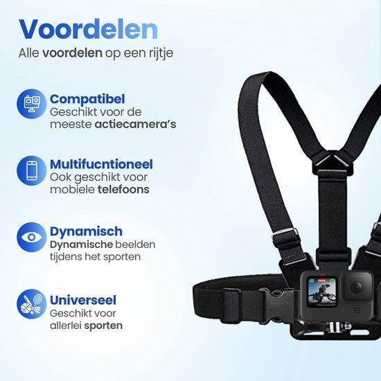 GarpexÂ¬Ã† Universal-Brustgurt Brustgeschirr - Brusthalterung geeignet für verschiedene Action-Kameras und Smartphones - Schwarz