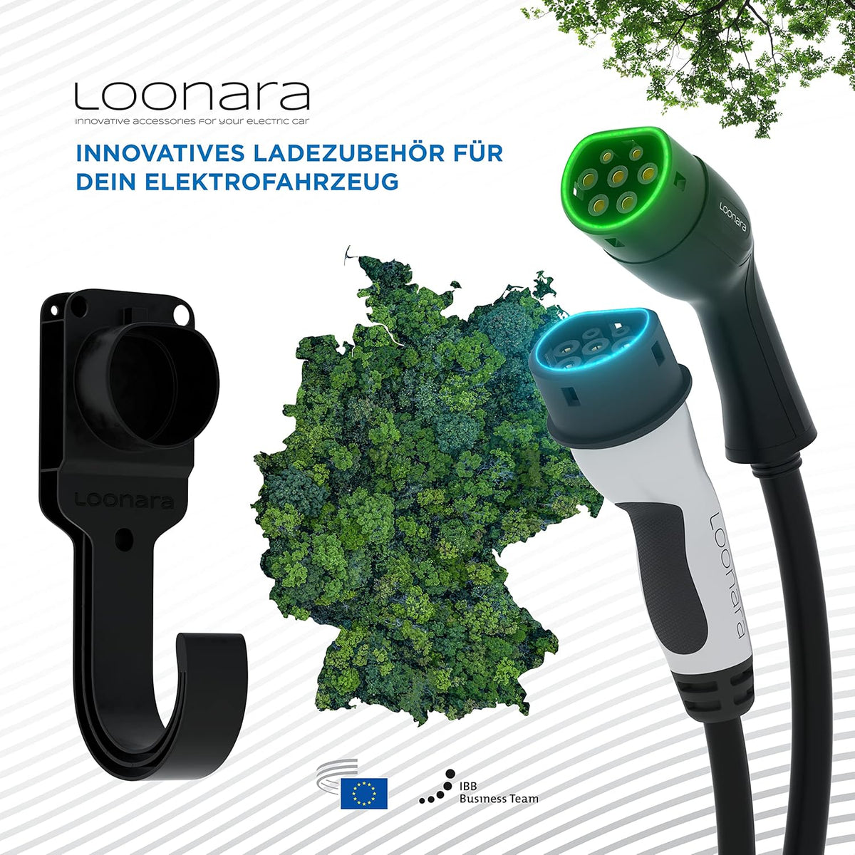 loonara Kabelhalterung für Elektroauto-Ladegeräte - Typ 2 - mit Wandhalterung