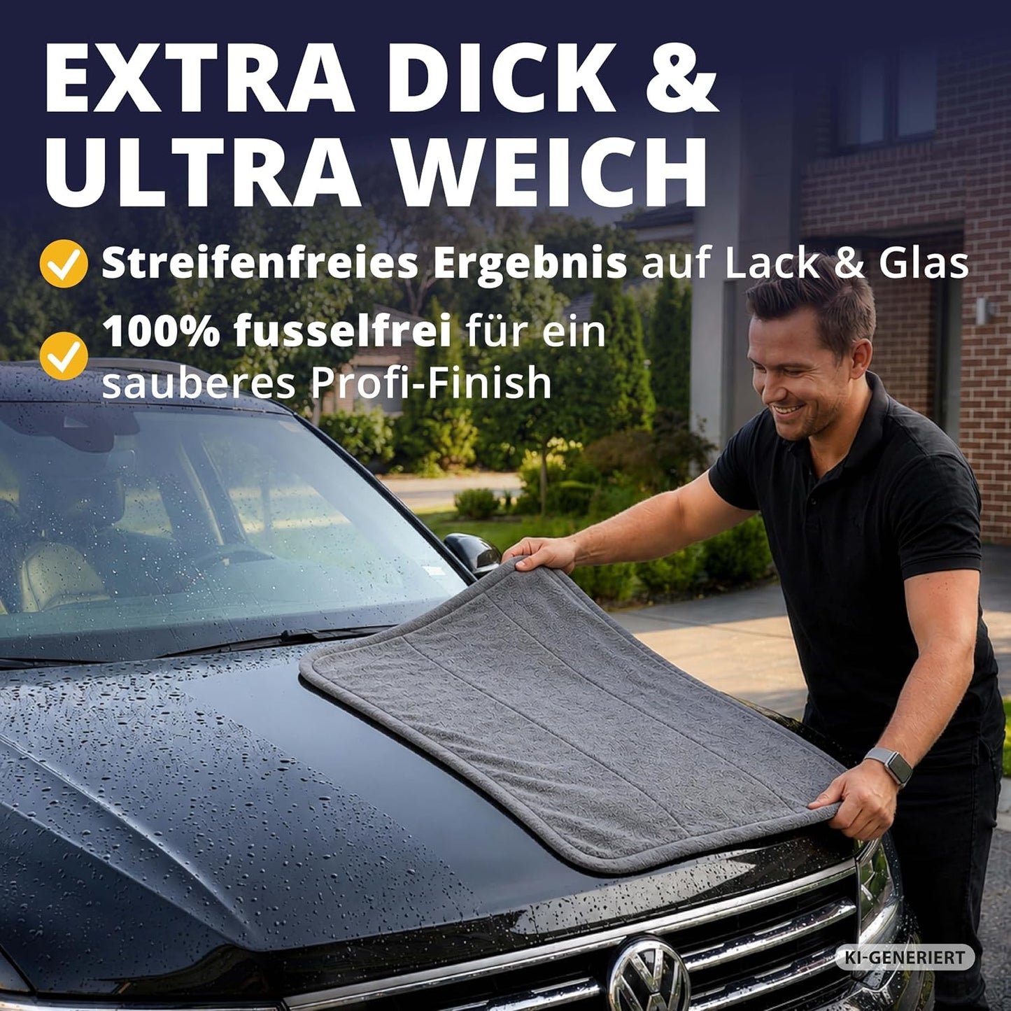 Licargo Autotrockentuch XXL – 80 x 50 cm – Grau – 1800 g/m² Mikrofaser
