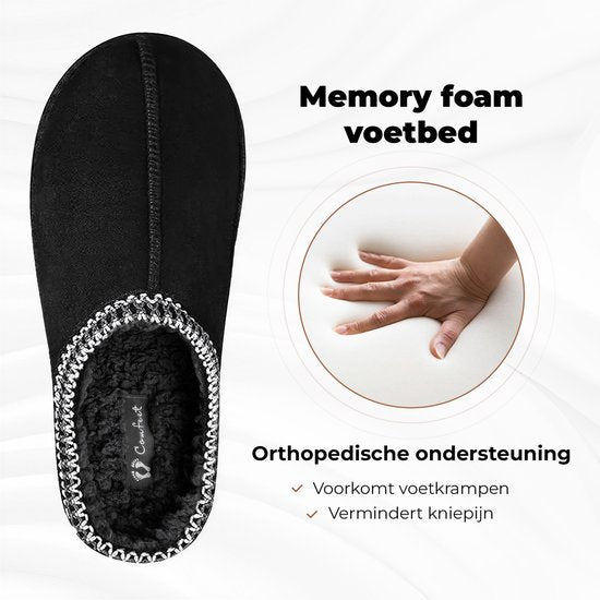 Hausschuhe für Damen – Pantoffeln – Größe 38/39 – Schwarz – Rutschfest – Comfeet