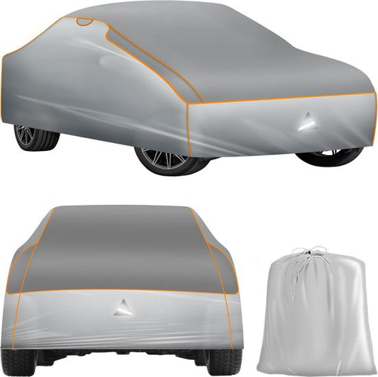 tectake Car Cover - Autoplane - Hagelschutz - Wasserdichte Decke - Atmungsaktiv - Elastische Autogarage - Autozubehör mit Aufbewahrungstasche - Kompatibel mit vielen Modellen - Größe (LxBxH) 406x165x120 cm - Small