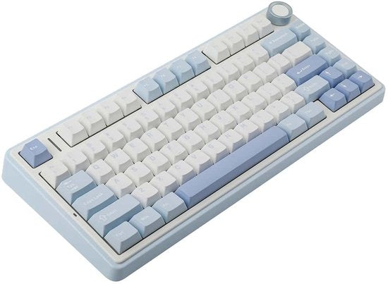 EPOMAKER F75 Sea Salt Blue LEOBOG Greywood V3 Switch RGB – kabellose, Hotswap-fähige mechanische Gaming-Tastatur