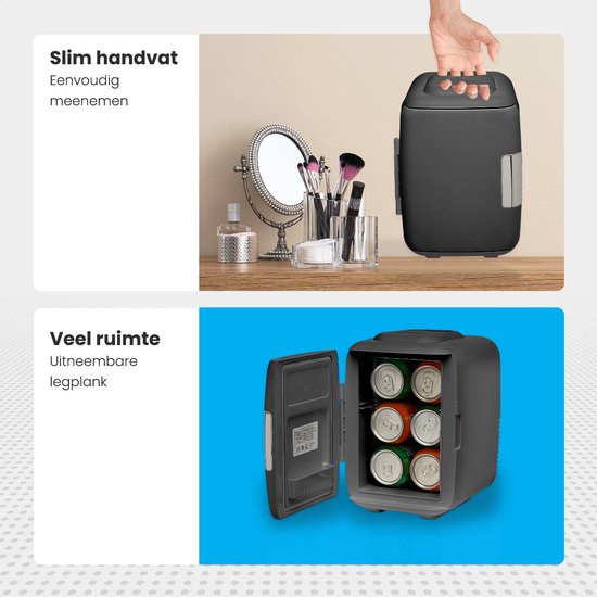 Auronic Mini-Kühlschrank - 4 Liter - Make-up und Schönheitspflege - 100/240V / 12V Autostecker - Schwarz