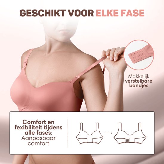 Vulpes Goods® BabyCare - Still-BH ohne Bügel - Umstands-BH - Nahtloser Still-BH - Schlaf-BH - verstellbare Träger - ultraweiches Material - herausnehmbare Polsterung - vorne mit Klappe - praktisch beim Stillen - Pink - M