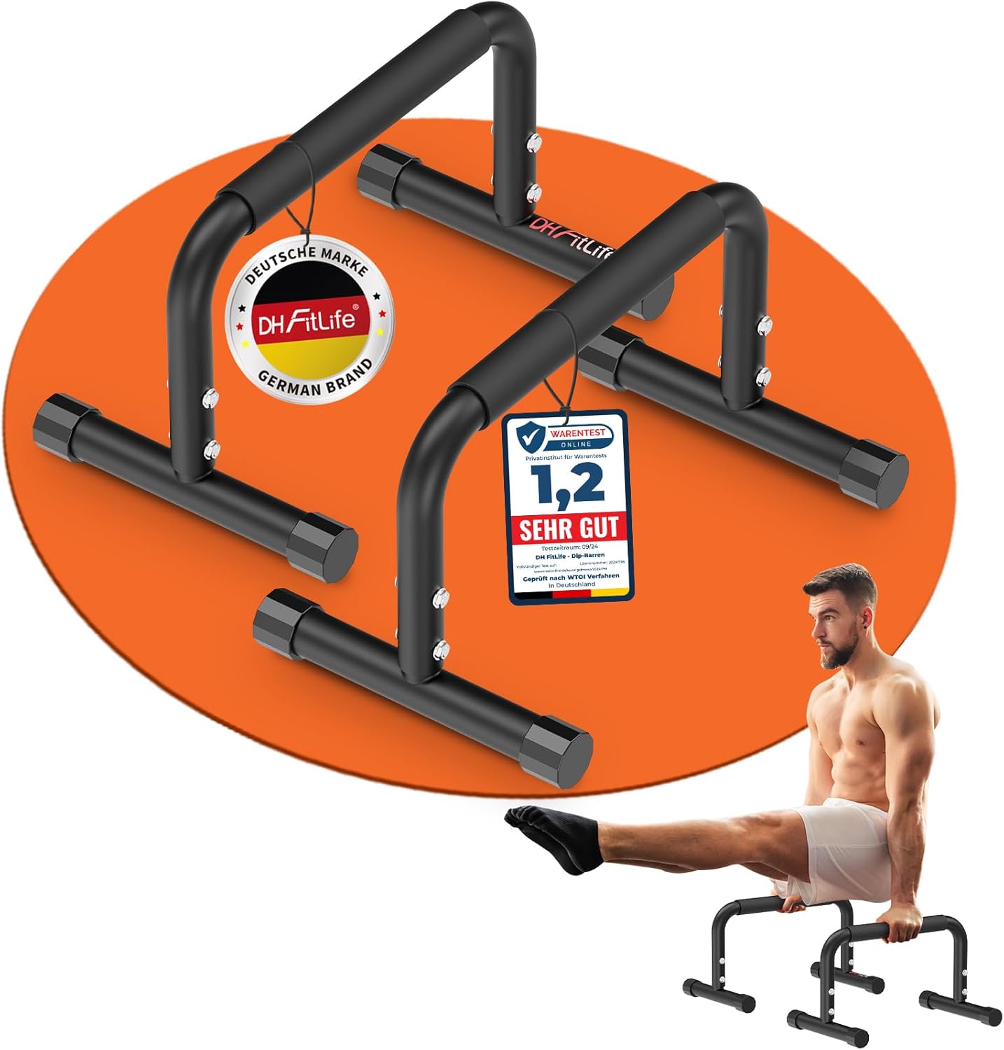 DH Ftlife Barren für Calisthenics - Verstellbar - 2 Stück - Max. 200 kg - 30-35 cm