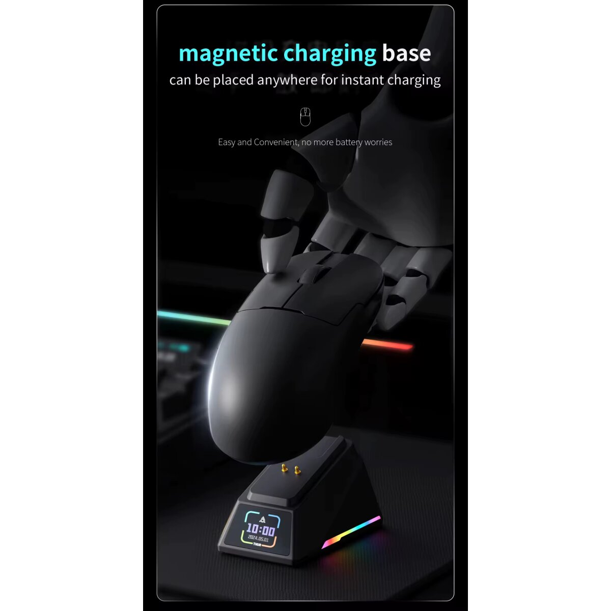 AJAZZ APEX Gaming Mouse - Ultraleicht 56 g - 42.000 DPI - 8K Hz Polling - 12,5 × 6,5 × 3,9 cm - Schwarz
