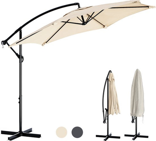 Tristar Schwebeparasol – 300 cm, rund – Garten & Balkon – höhenverstellbar – inkl. Kreuzfuß & Schutzhülle – PA-7906 – Beige