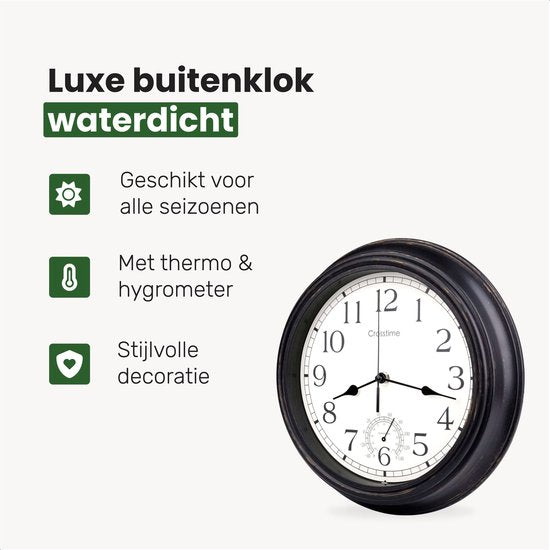 Air Outdoor Uhr - Wasserdicht - Gartenuhr - Retro Uhr - Bahnhofsuhr doppelseitig - Wanduhr