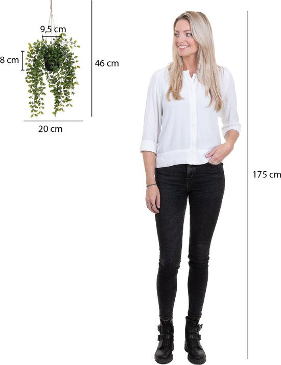 Mica Decorations Ficus Künstliche Hängepflanze im Topf - H46 x Ø20 cm - Grün