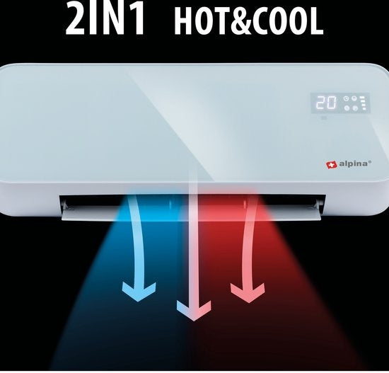 alpina Ventilatorkachel- 2-in-1 Elektrische Verwarming Wandmontage - Wandkachel 2000W - Verwarming en Koelen