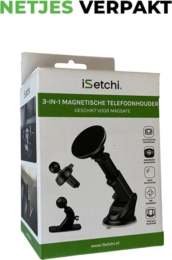 iSetchi Telefonhalterung - Auto - Starker Saugnapf - 3-in-1 - Armaturenbrett