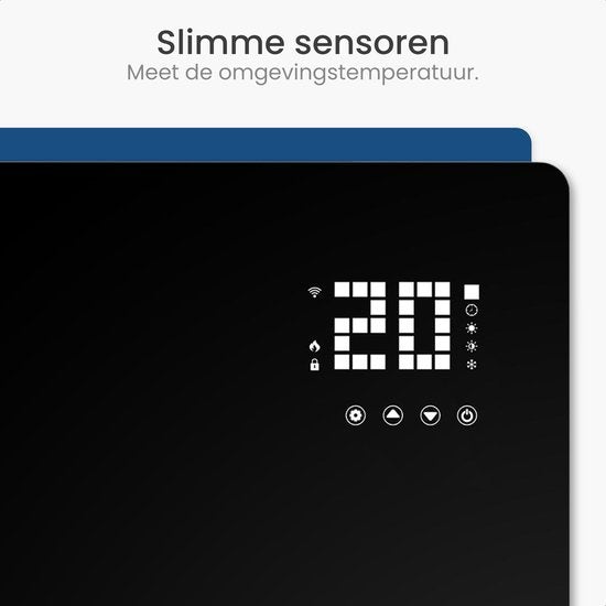Gologi Electric Heater - Elektrische Heizung - Konvektorheizung mit Thermostat - Funktioniert über App und Touch-Steuerung - Bis zu 25m2 - 2000W Heizung - Schwarz