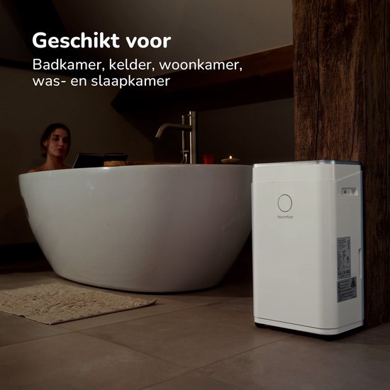 Bloomfold Luftentfeuchter - 20L pro Tag - inkl. Wasch-Trocken-Funktion - geeignet für Wohnzimmer, Schlafzimmer, Keller & Badezimmer - Luftentfeuchter - Weiß