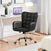Yaheetech Ergonomischer Bürostuhl mit Armlehnen und Rollen – Schwarz – 65,5 x 64,5 x 83–93 cm