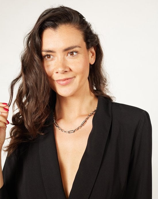 Laura Ferini Damen Halskette Valentina Silber - Silber Gliederkette - 18K Weißgold vergoldet - Halskette - Halskette - Schmuck - Accessoires - Damen Gliederkette