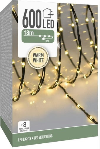Koopman Weihnachts-LED-Lichterkette warmweiß 18 m - schwarzes Kabel - innen und außen