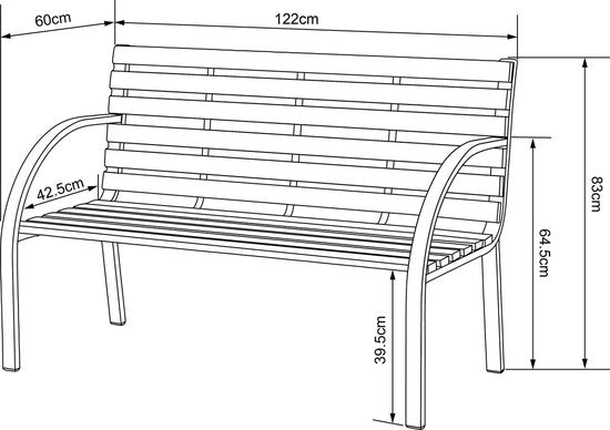 AXI Otis Gartenbank aus Holz mit mattschwarzem Stahlgestell – Zedernholz – 122 x 60 x 83 cm – Zweisitzer-Gartenbank