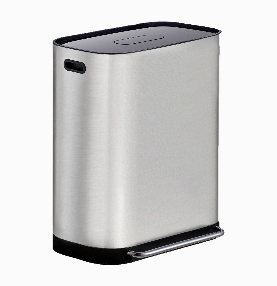 Doppelmülleimer 2x30L Homra Rockx - Duo-Treteimer 60L mit Geruchsfilter - Edelstahl Mülltrennung Mülleimer 2 Fächer - Recycling Mülleimer - Mülleimer Küchenabfalltrennung - Abfalleimer - Edelstahl matt