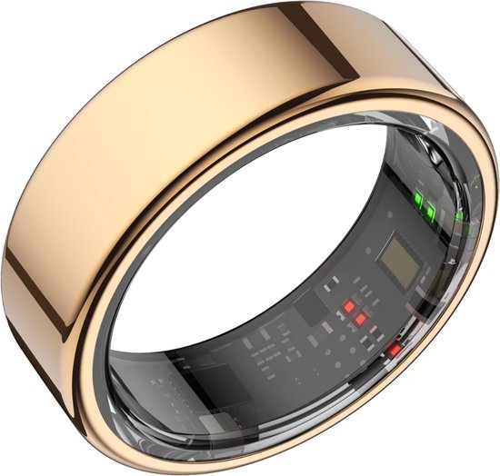 Focus® S1 Smart Ring - Gold - Größe 10 - Herzfrequenz - Menstruationszyklus - Schlafüberwachung - Smart Ring - Sport Performance - Schrittzähler - IP68 Wasserdicht - O2 Messung - Frauen - Männer - Wearables - Ladebox - Schutzring