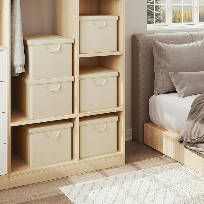 Woltu Faltbare Aufbewahrungsboxen, 3er-Set – 33 x 33 x 31 cm – Aufbewahrungskörbe für Schränke, Regale und Fächerschränke