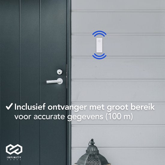 Infinity Goods Wetterstation - Wettervorhersage - Hygrometer - Innen und Außen - Temperatur - Luftfeuchtigkeit - Kabelloser Außensensor - 100M Reichweite - Schwarz