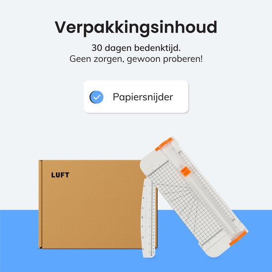 Luft Papierschneider - Für A4 Papier - Schneidet 10-12 Blatt - 38 x 15 x 3 cm - Weiß