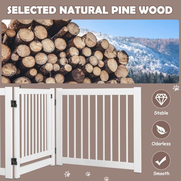 Coast klappbares dreiteiliges Absperrgitter Hunde mit Tor aus Kiefernholz für Türen/Treppen 61 cm hoch weiß