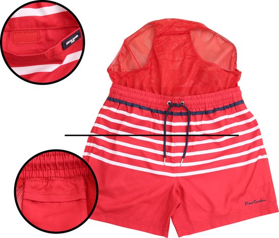 Pierre Cardin - Gestreifte Badeshorts für Herren - Rot - Größe XXL