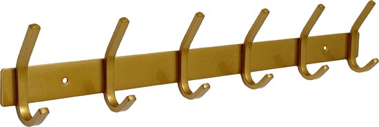 Duna Wandgarderobe - 12 Haken - Edelstahl - Wandgarderobe zum Aufhängen - Handtuchhalter - 3M-Band - Messing - Gold
