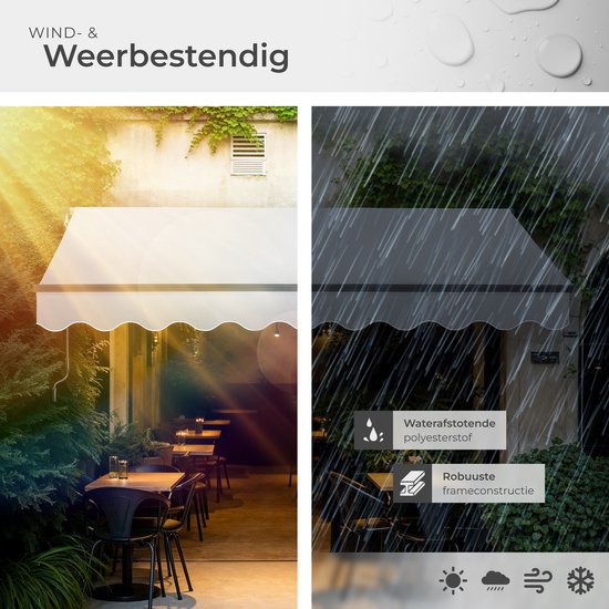 tectake® Sonnenschirm mit Gelenkarm - 300 x 250 cm - Markise - Sonnenschutz für Fenster, Balkon, Außenbereich - Wandmontage - Wasser- und UV-beständig - Hellgrau
