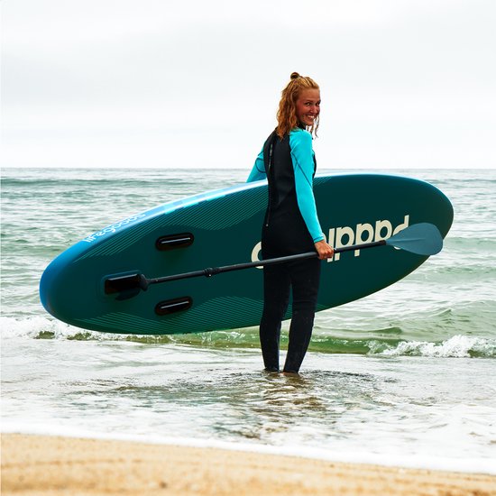 LifeGoods PaddlePro SUP Board Pro - Pro Set - Aufblasbares Paddle Board - Max. 150KG - 320x81cm - Tiefes Aqua