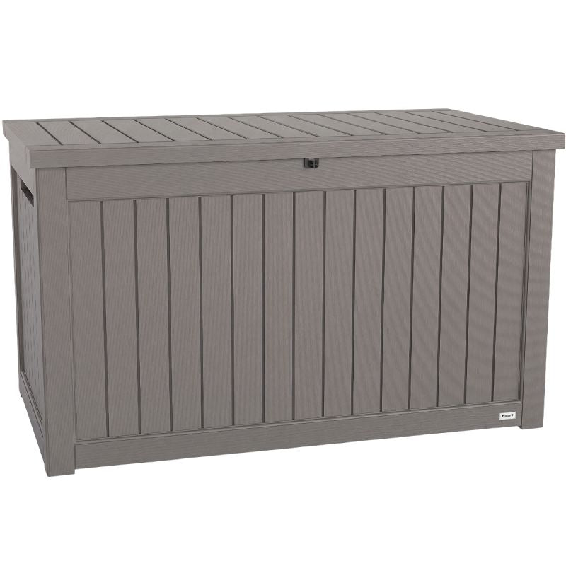 LifeGoods Kissenbox XL - 870L - Kunststoff Holzoptik - Grau - Extra groß