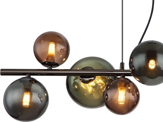 Globo - Hängeleuchte - RIHA - mehrfarbig - Glas - große Esstischleuchte - G9 - 56142-9H