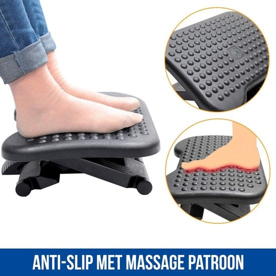 Strex Fußstütze Ergonomisch - Verstellbar - Anti-Rutsch - 34 x 44 x 11 cm - Schwarz