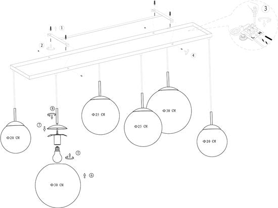 Steinhauer Pendelleuchte - Bollique LED - Designleuchte - E27  - Glas Metall - Schwarz