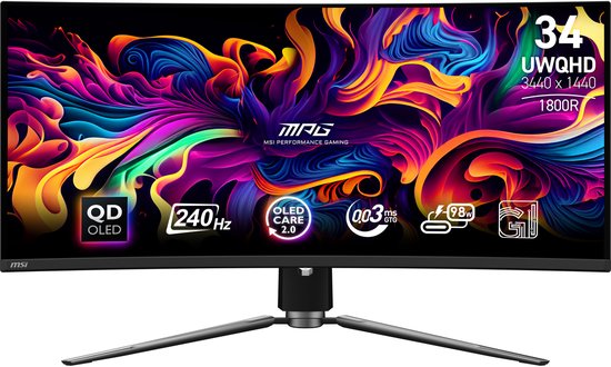 MSI MPG 341CQPX QD-OLED – UWQHD-Ultrawide-Gaming-Monitor – 34 Zoll – 240 Hz – USB-C PD 98 W