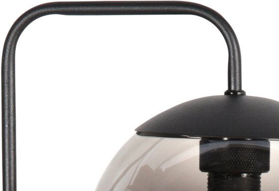 Wandleuchte Bollique 4609ZW – schwarze Wandleuchte aus Metall mit Rauchglas, E14-Fassung, trendiger Stil – Steinhauer