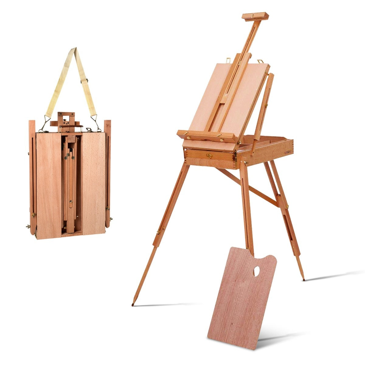 Coast Staffelei mit Regal und Schublade Künstler Fandering Buche Holz Portable 71 x 114 x 183 cm Natur