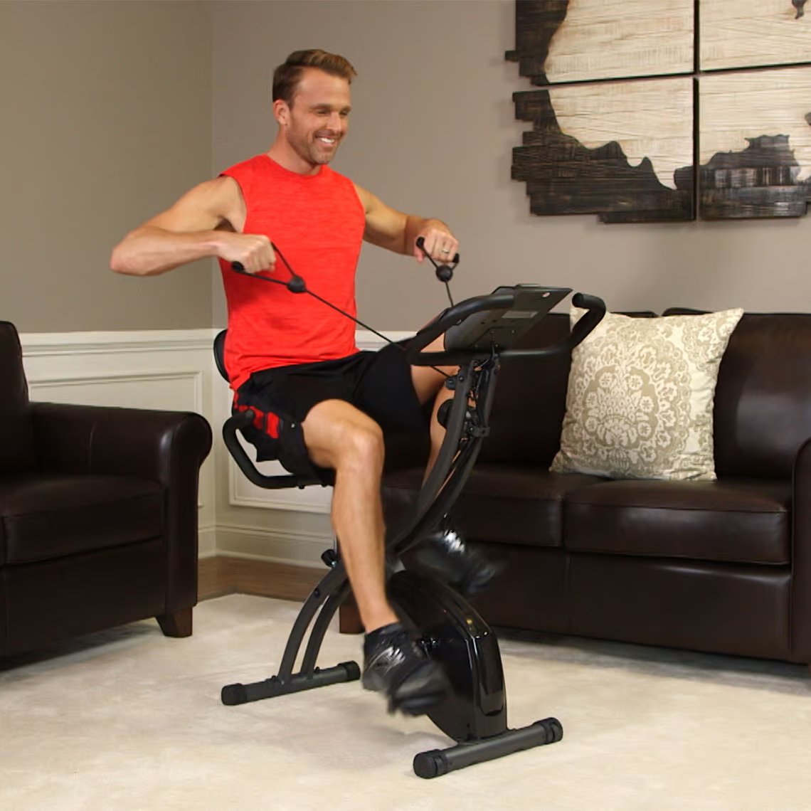 Slim Cycle 3-in-1-Heimtrainer – inklusive Widerstandsbänder – ergonomischer XL-Sattel – 8 Widerstandsstufen