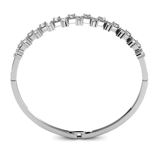 Yolora - Damen Armband Armreif - Länge 22 cm & Kalpa Camaka Kristalle - Ausgestattet mit 18k Weißgoldplattierung und luxuriöser Geschenkbox - Für Geschenke und besondere Anlässe - Silber 18k Weißgold Goldplattierung