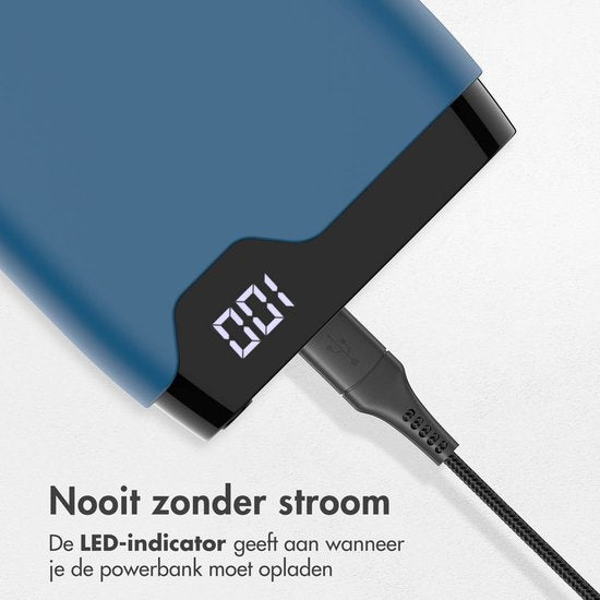 imoshion Powerbank 20000 mAh - Schnellladegerät 22,5W - LED-Anzeige - USB C & USB A - Geeignet u.a. für iPhone und Samsung - Universal - Dunkelblau