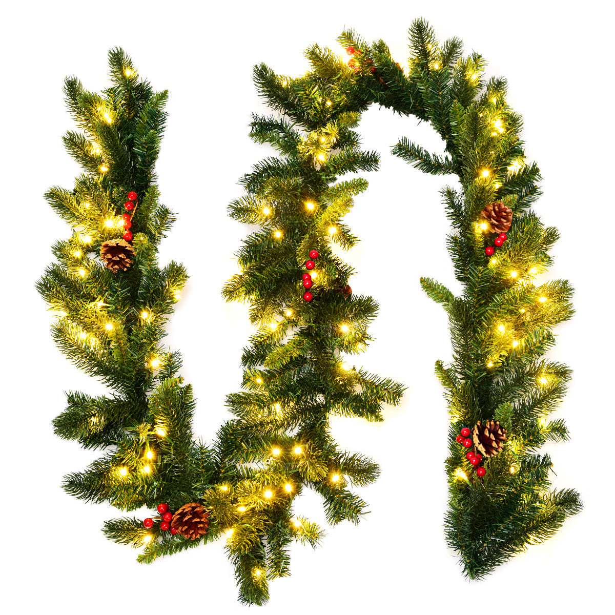 Girlande mit Lichtern - Girlande - Weihnachtsgirlande - Weihnachtsbeleuchtung für draußen - Weihnachtsdekoration - Weihnachten - 2,7 Meter - 100 LEDs