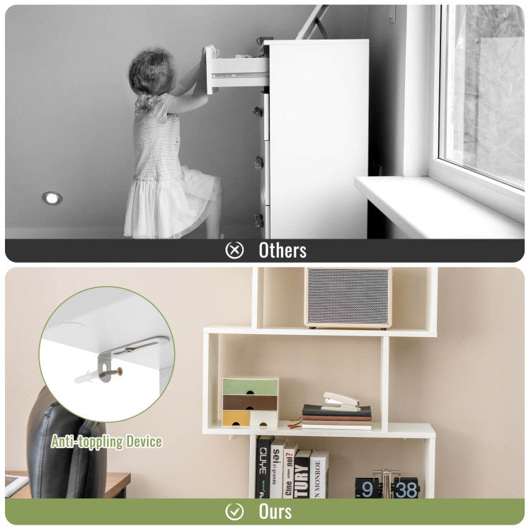 Coast Bücherregal - mit 6 Ebenen - Schrank mit Türen -