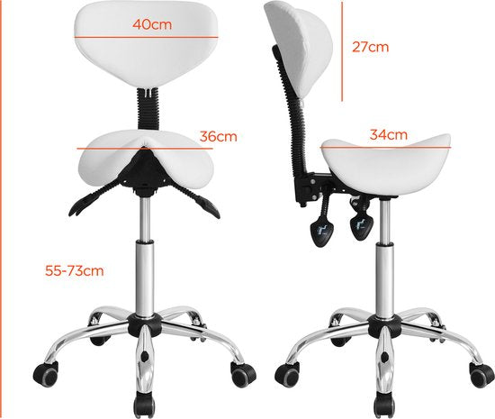 Sattelhocker ergonomisch - Barbierhocker - Tabouret - höhenverstellbar - neigbare und verstellbare Rückenlehne